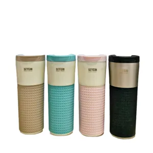 Stainless steel coffee travel mug with silicone sleeve vacuum insulated water bottle