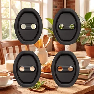 Car door lock protective covers shock absorbing rubber pads 4pcs anti collision caps