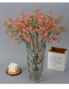 Fleurs artificielles gypsophile rose faux bouquet pour décoration de maison et mariage.