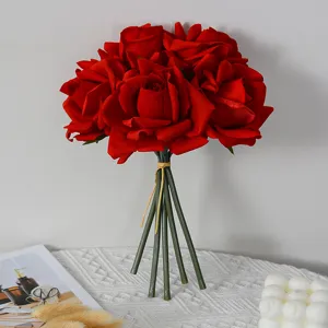Artificial red rose bouquet for home decoration and wedding party, realistic faux floral.