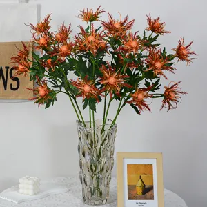 Artificial wild thistle flower bouquet, Nordic home decor faux plant for interior decoration.