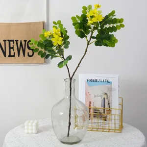 Fleurs de cassia jaunes artificielles fausse plante pour décoration de vase arrangement de table