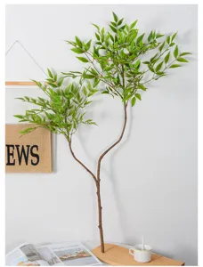 Artificial Nandina Plant Branch Faux Bamboo Home Decor Greenery Ornament Interior