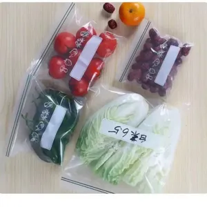 Bolsas de conservación transparentes con doble cierre y etiqueta para organizar el refrigerador.