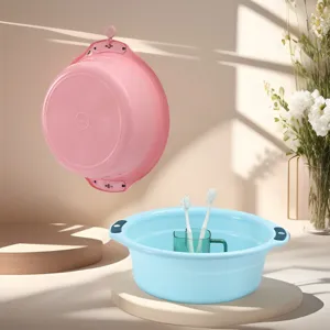 Thickened double handle plastic washbasin for household student dormitory daily use.