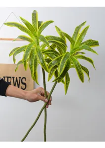 Artificial Dracaena plant single stem green tropical foliage for home decor floral arrangement