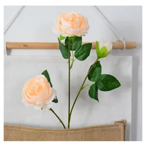 Artificial 3-head ranunculus flower bouquet for home decoration and wedding decor detail