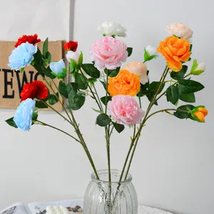 3 Heads Persian Buttercup Artificial Flowers Silk Flower Bouquet For Wedding Home Decoration Fake Plastic Flowers