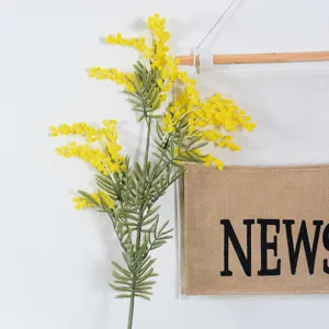 Artificial golden wattle mimosa flower branch faux plant pastoral home decoration