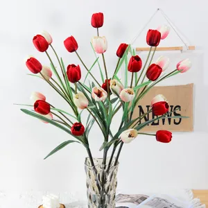 Ramo de tulipanes artificiales de tallo largo flores falsas para decoración del hogar