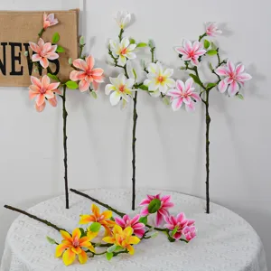 Rami di fiori di magnolia artificiali multi-testa decorazione casa matrimonio