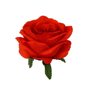 Artificial red rose flower head for wedding decoration silk flower DIY craft supply