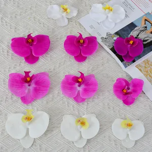 Artificial Phalaenopsis Orchid Flower Heads Silk PVC Fake Flowers For Wedding Party DIY Crafts Gift Box Decoration