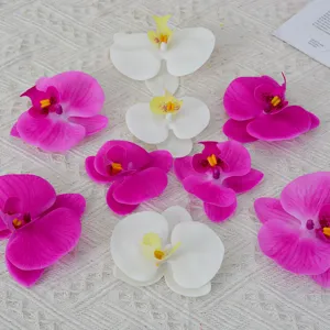 Artificial orchid flower heads wholesale, fake phalaenopsis for DIY wedding party decor.