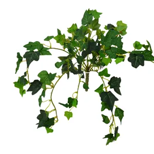 Artificial ivy hanging plant for indoor wall decor, realistic green fake leaves.