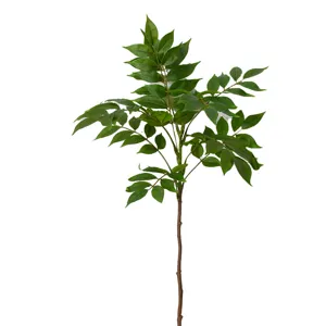 Artificial green plant branch for home indoor decor, realistic fake foliage floral arrangement.