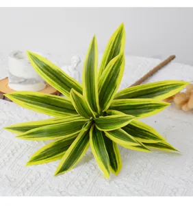 Artificial Dracaena foliage leaf branch green yellow plant home decor detail view