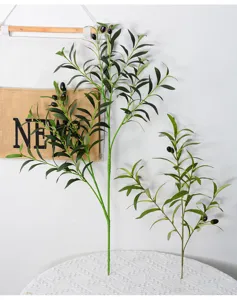 Ramas de olivo artificiales simulación hojas verdes planta para decoración floral del hogar