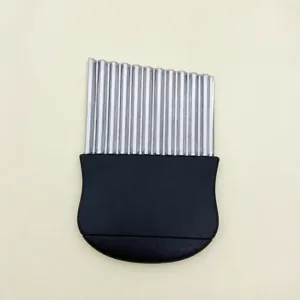 Stainless Steel Wavy Potato Cutter Crinkle French Fry Slicer Kitchen Vegetable Fruit Cutting Tool Black Handle