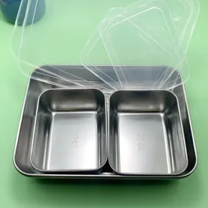Edelstahl Frischhaltedosen Set mit Deckel für die Lebensmittelaufbewahrung im Kühlschrank.