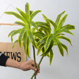 Artificial Lily Bamboo Single Stem Fake Tropical Greenery Leaves For Home Decor Indoor Floral Arrangement Simulation Plant