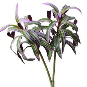 Artificial lily bamboo plant with purple and green striped leaves for interior home decor.
