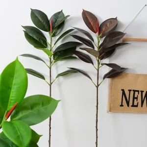 Artificial rubber tree plant branch for living room indoor home decoration greenery.