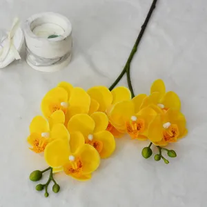 Lifelike 3D touch artificial yellow phalaenopsis orchid flower for home wedding decor