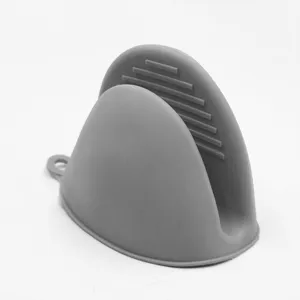 Grey silicone pinch mitt heat resistant pot holder kitchen dish clip non slip oven glove