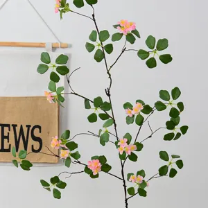 Chinese Zen Style Artificial Flower Branches Silk Rose Canna Leaves Home Dining Table Decor Fake Plant Floral Arrangement