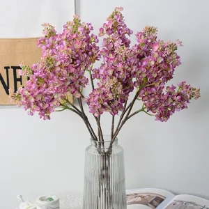 Style Français Bouquet de Fleurs de Lilas Artificielles Caoutchouc Souple Faux Fleurs Pour Maison Salon Table à Manger Décor