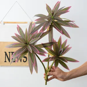 Artificial Lily Bamboo Plant 3-Head Tropical Fake Greenery Branch Plastic Leaf Home Office Decor Botanical Arrangement
