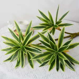 Artificial 3-head Dracaena plant fake tropical greenery decoration for home desktop decor.