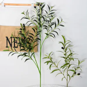 Ramas de olivo artificiales simulación hojas de plantas verdes falsas para decoración.