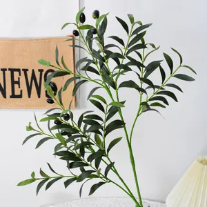 Rama de olivo artificial hojas verdes falsas planta para decoración de bodas en el hogar