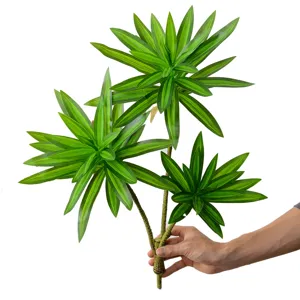 Artificial 3-head lily bamboo plant faux tropical greenery for home decor and arrangement.