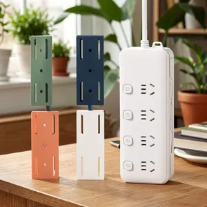 Power strip holder socket fixer punch-free wall mounted adhesive organizer for home office use.