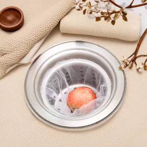 Kitchen sink drain strainer mesh bag detail, fine mesh filter for anti-clogging food waste.