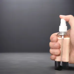 Clear plastic spray bottle detail shot showing fine mist pump and refillable liquid container.