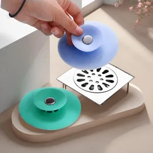 Kitchen Sink Silicone Floor Drain Cover Push Type Anti-Clogging Filter Core Bathroom Basin Water Strainer Plug