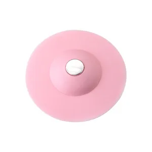 Pink silicone sink drain stopper push-type shower floor cover anti-clogging filter core