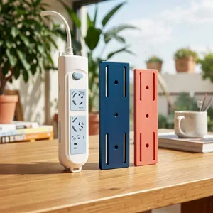 Adhesive power strip holder wall mount punch-free socket organizer bracket for home office