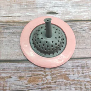 Kitchen sink strainer drain hair catcher basket practical tool pink and grey version
