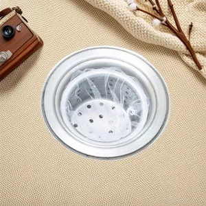 Stainless steel sink strainer basket with fine mesh bag kitchen drain filter catcher.