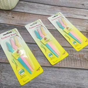 3-pack portable eyebrow razor set with safety stainless steel blade for face hair removal