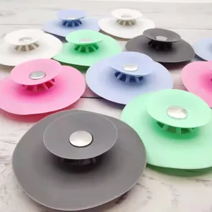 Silicone floor drain cover, UFO shaped hair catcher for bathroom shower sink utility.