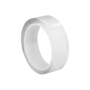Detail shot of transparent nano double sided tape roll, strong adhesive acrylic traceless tape.