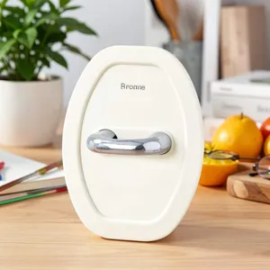 Car door lock protective cover beige buckle protector with chrome handle for anti-collision