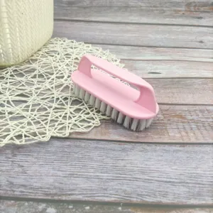 Haushalt Kunststoff Reinigungsbürste für Schuhe und Wäsche mit Griff rosa Borsten