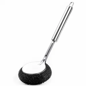 Cepillo para ollas de acero inoxidable con mango largo para cocina, herramienta.